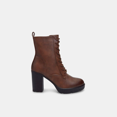 Botines con cordones de mujer con tacón, Marrón Botines con cordones de mujer con tacón, Marrón